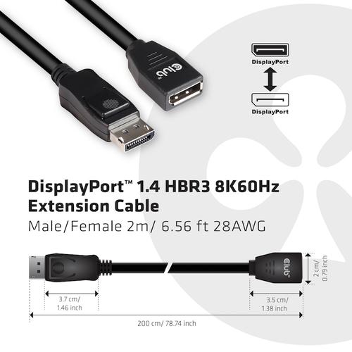 CLUB3D DisplayPort 1.4 HBR3 Extension kabel 8K60Hz M/F 2m/ - Image 3