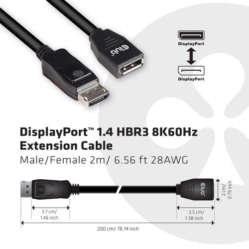 CLUB3D DisplayPort 1.4 HBR3 Extension kabel 8K60Hz M/F 2m/ - Image 7