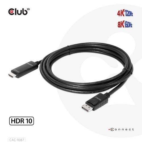 CLUB3D DisplayPort 1.4 to HDMI 4K120Hz or 8K60Hz HDR10 Cable M/M 3m/9.84ft - Image 6