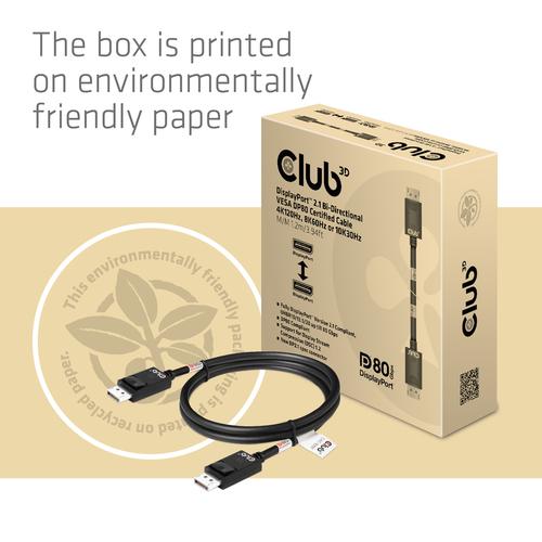 CLUB3D DisplayPort 2.1 Bi-Directional VESA DP80 Gecertificeerde kabel 4K240Hz, 8K60Hz or 10K30Hz M/M 1.2m/3.94ft - Image 9