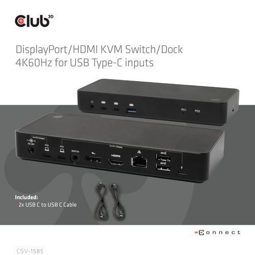 CLUB3D DisplayPort/HDMI KVM Switch/Dock 4K60Hz For USB Type-C inputs - Image 4