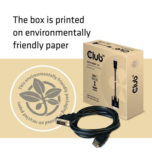 CLUB3D DVI to HDMI 1.4 Cable M/M 2 meter Bidirectional - Image 5