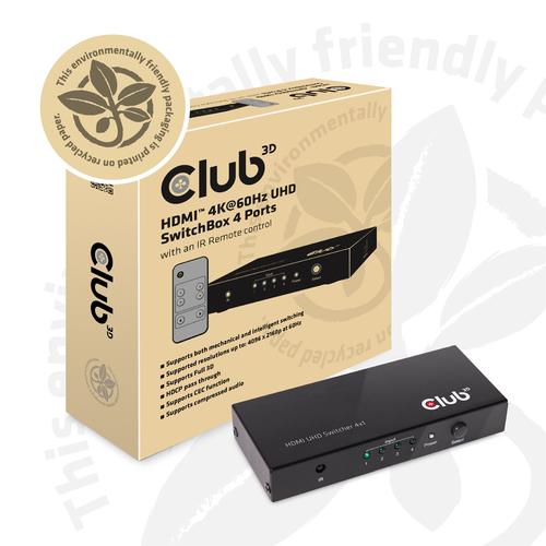 CLUB3D HDMI™ 2.0 UHD 4K60Hz SwitchBox 4 poorten en inbegrepen IR-afstandsbediening - Image 3