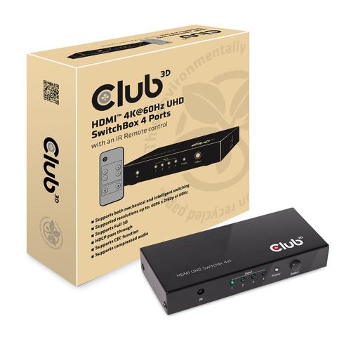 CLUB3D HDMI™ 2.0 UHD 4K60Hz SwitchBox 4 poorten en inbegrepen IR-afstandsbediening - Image 5