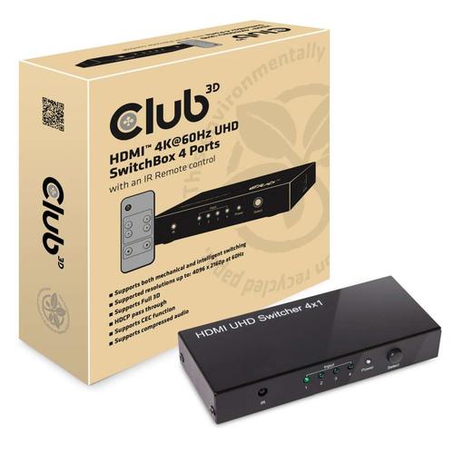 CLUB3D HDMI™ 2.0 UHD 4K60Hz SwitchBox 4 poorten en inbegrepen IR-afstandsbediening - Image 6