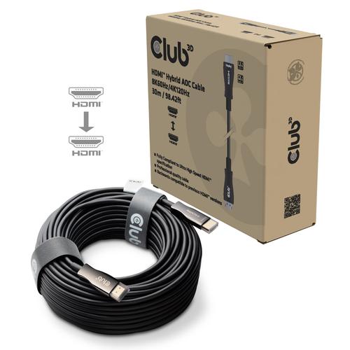 CLUB3D HDMI™ Hybrid AOC Cable 8K60Hz/4K120Hz 30m / 98.42 ft - Image 1