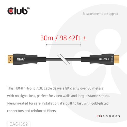 CLUB3D HDMI™ Hybrid AOC Cable 8K60Hz/4K120Hz 30m / 98.42 ft - Image 4