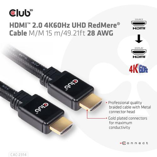 CLUB3D HDMI 2.0 4K60Hz UHD RedMere Kabel 15 meter - Image 6
