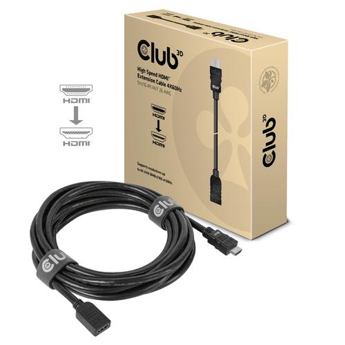 CLUB3D High Speed HDMI™ Extension Cable 4K60Hz M/F 5m/16.4ft 26 AWG - Image 1