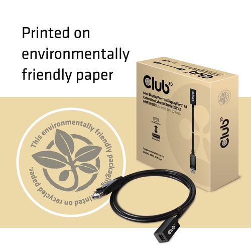 CLUB3D Mini DisplayPort 1.4 to DisplayPort Extension Cable 8K60Hz DSC 1.2 HBR3 HDR Bidirectional F/M 1m - Image 7