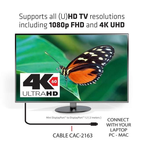 CLUB3D Mini DisplayPort to DisplayPort 1.2 M/M 2meter 4K60Hz - Image 5