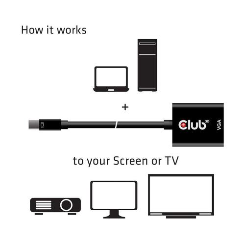 CLUB3D MiniDisplayPort™ to VGA Black Active Adapter M/F - Image 5