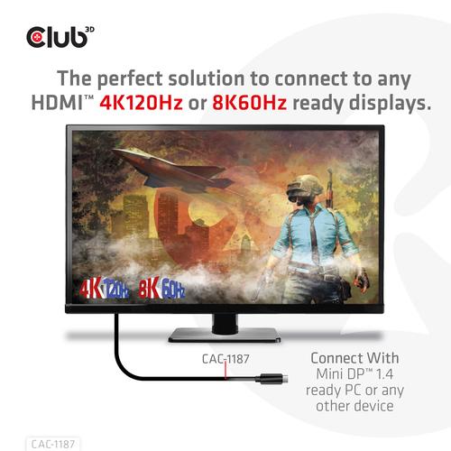 CLUB3D MiniDisplayPort kabel 1.4 naar HDMI met 4K120Hz/8K60Hz HDR10+ M/M 1.8m - Image 5