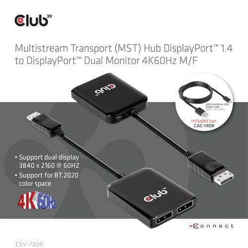 CLUB3D MST hub DisplayPort 1.4 to DisplayPort + HDMI 4K60Hz M/F - Image 8