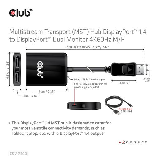 CLUB3D MST hub DisplayPort 1.4 to DisplayPort + HDMI 4K60Hz M/F - Image 9