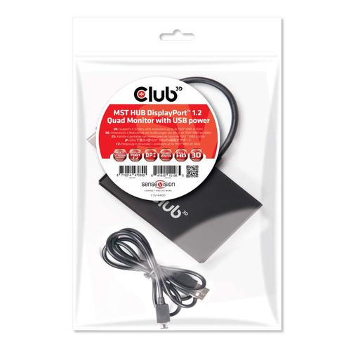 CLUB3D Multi Stream Transport Hub DisplayPort 1.2 Quad Monitor USB Powered - Image 2