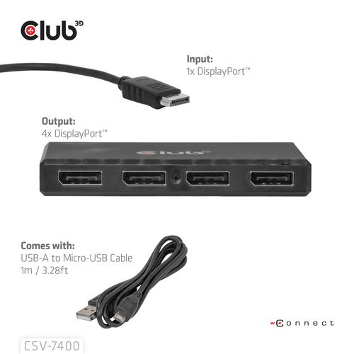 CLUB3D Quad DisplayPort™ Hub – 4 x 4K Resolution @ 30Hz, MST Support - Image 4
