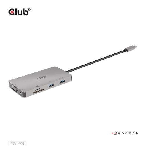 CLUB3D Type-C 9-in-1 hub with HDMI, VGA, 2x USB Gen1 Type-A,RJ45,SD/Micro SD card slots and USB Type-C oplaad mogelijkheid tot max 100Watt( Ook geschikt voor Apple M1 en Thunderbolt 3) - Image 10