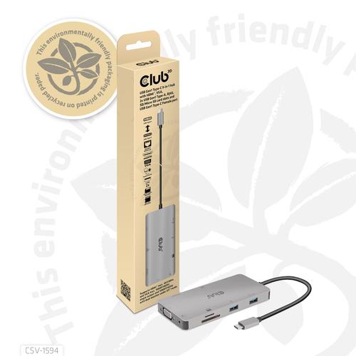 CLUB3D Type-C 9-in-1 hub with HDMI, VGA, 2x USB Gen1 Type-A,RJ45,SD/Micro SD card slots and USB Type-C oplaad mogelijkheid tot max 100Watt( Ook geschikt voor Apple M1 en Thunderbolt 3) - Image 7