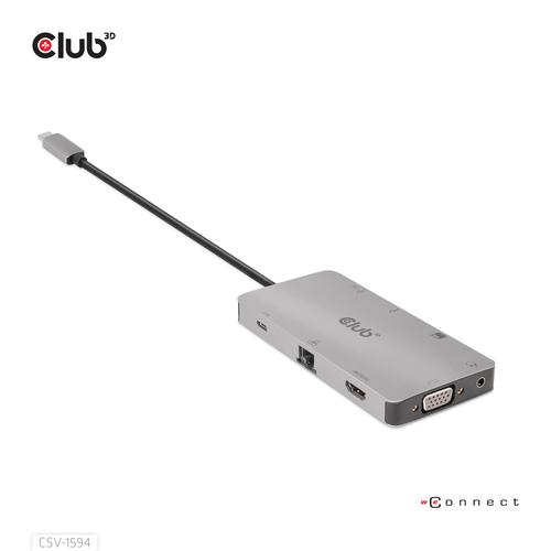 CLUB3D Type-C 9-in-1 hub with HDMI, VGA, 2x USB Gen1 Type-A,RJ45,SD/Micro SD card slots and USB Type-C oplaad mogelijkheid tot max 100Watt( Ook geschikt voor Apple M1 en Thunderbolt 3) - Image 8
