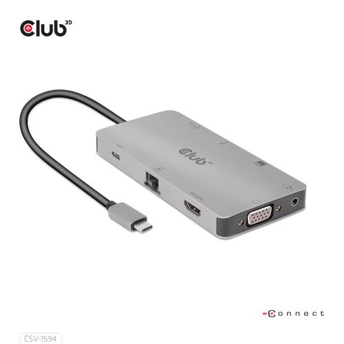 CLUB3D Type-C 9-in-1 hub with HDMI, VGA, 2x USB Gen1 Type-A,RJ45,SD/Micro SD card slots and USB Type-C oplaad mogelijkheid tot max 100Watt( Ook geschikt voor Apple M1 en Thunderbolt 3) - Image 9