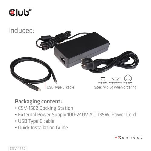 CLUB3D Type-C Universeel (2x 4K60Hz +1x 4K30Hz), oplaad Docking Station 60W DisplayLink® gecertificeerd en DP alt modus - kensington lock - Image 8