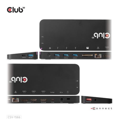 CLUB3D Universeel Docking station met 120W max/Power adapter voor het opladen van de allerzwaarste laptops met USB type C aansluiting, 2x HDMI, 1x DP( DisplayLink™ gecertificieerd en DP alt modus ) - Image 9