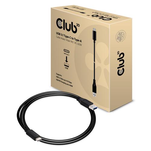 CLUB3D USB 3.1 Type-C naarType-A Cable 10Gbps PD 60W M/M 1m/3.28ft - Image 2