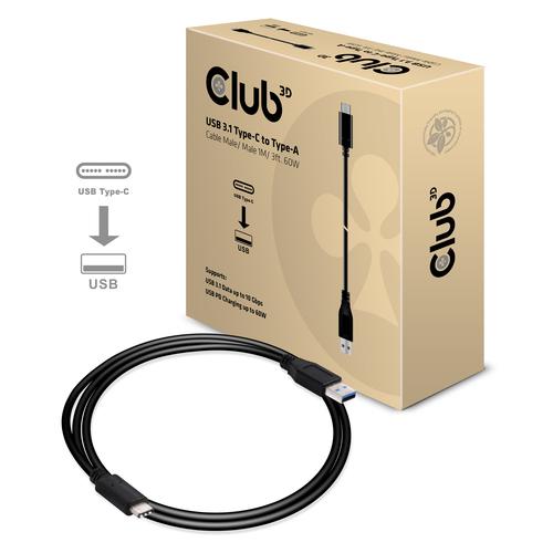 CLUB3D USB 3.1 Type-C naarType-A Cable 10Gbps PD 60W M/M 1m/3.28ft - Image 4