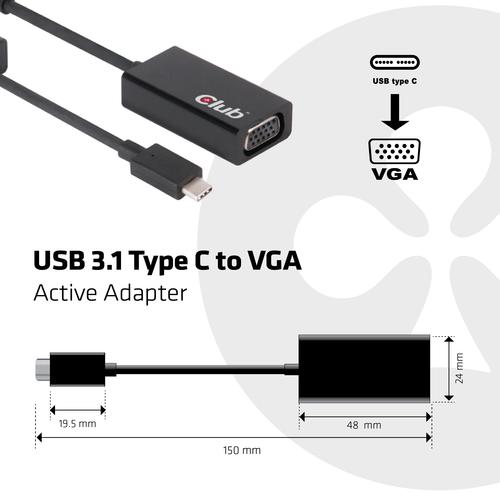 CLUB3D USB 3.1 Type C to VGA Active Adapter - Image 3