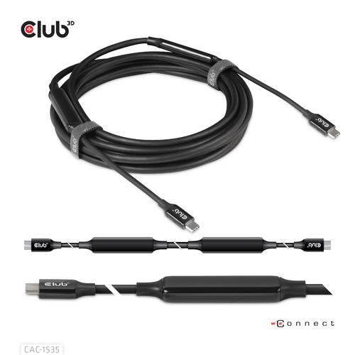 CLUB3D USB 3.2 Gen2 Type C naar C Actieve Bi-directionele Kabel 8K60Hz (alt modus) M/M 5m/16.4ft - Image 3