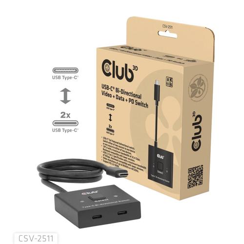CLUB3D USB-C® Bi-Directional Video + Data + PD Switch - Image 1