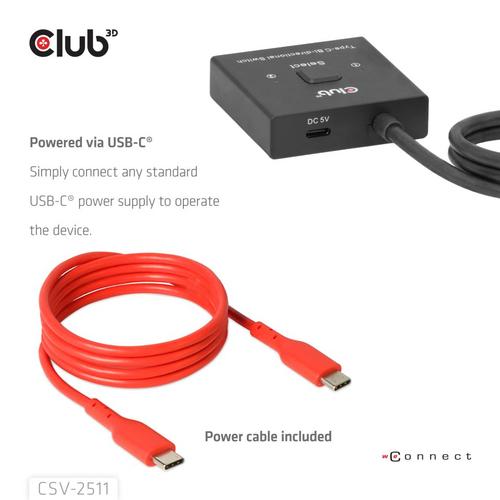 CLUB3D USB-C® Bi-Directional Video + Data + PD Switch - Image 6