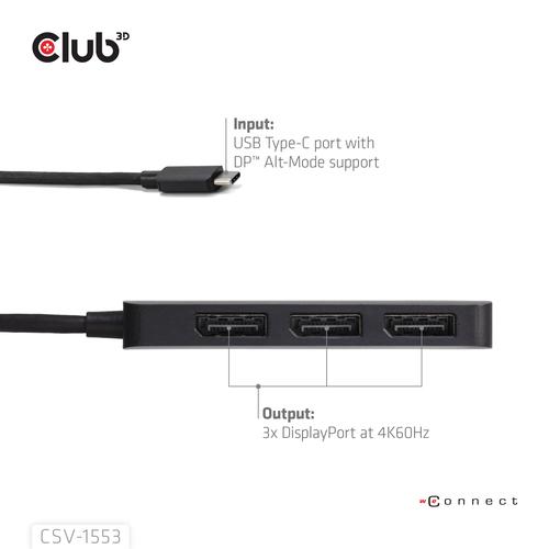 CLUB3D USB-C® to Triple DisplayPort™ MST Hub 4K60Hz - Image 3