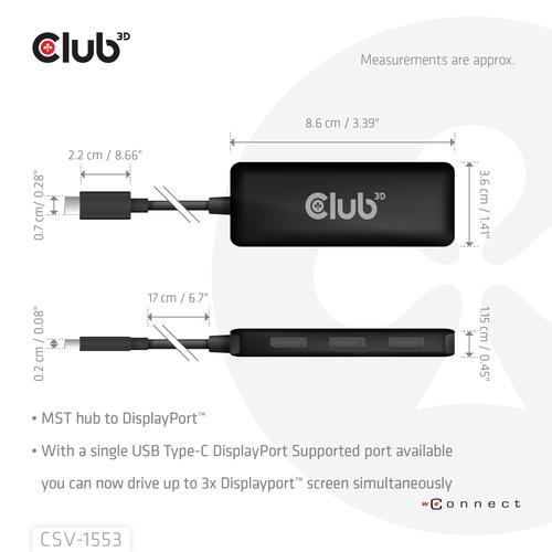 CLUB3D USB-C® to Triple DisplayPort™ MST Hub 4K60Hz - Image 7