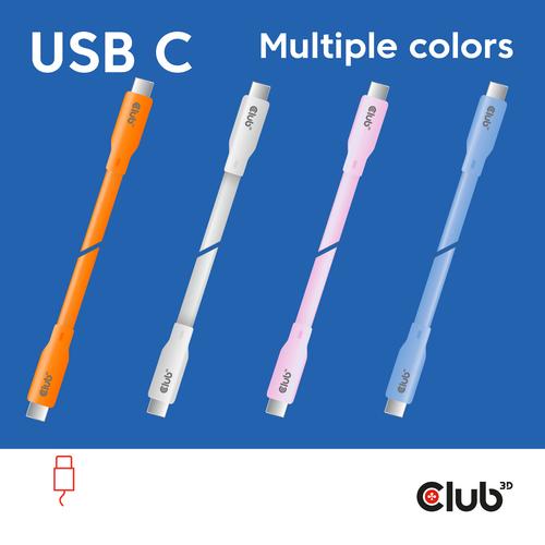 CLUB3D USB C oplaadkabel blauw siliconen & tangle-free - Image 2