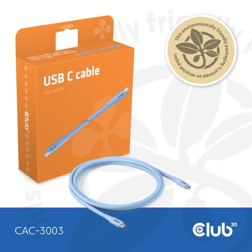 CLUB3D USB C oplaadkabel blauw siliconen & tangle-free - Image 8