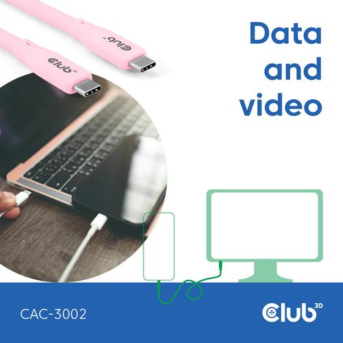 CLUB3D USB C oplaadkabel roze siliconen & tangle-free - Image 5