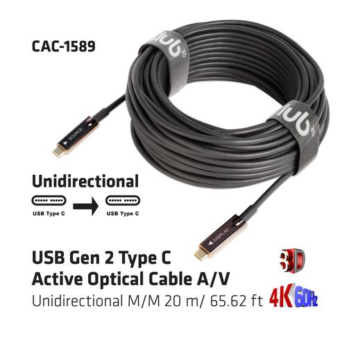 CLUB3D USB Gen 2 Type C actieve optische kabel 4K 60Hz Ultra HD unidirectioneel M/M 20 meter - Image 4