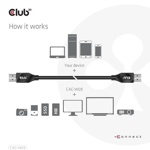 CLUB3D USB Type-A Gen2(10G) cable, 3A M/M 0.5m / 1.64 ft - Image 5
