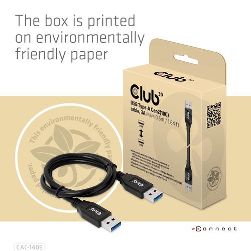 CLUB3D USB Type-A Gen2(10G) cable, 3A M/M 0.5m / 1.64 ft - Image 9