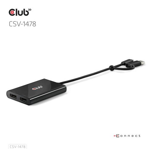 CLUB3D USB Type-C (with USB Type-A adapter) to dual DisplayPort™(4K60Hz) Video Splitter - Image 6