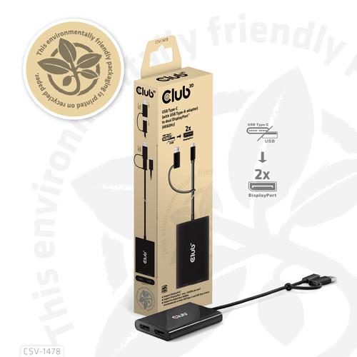 CLUB3D USB Type-C (with USB Type-A adapter) to dual DisplayPort™(4K60Hz) Video Splitter - Image 8