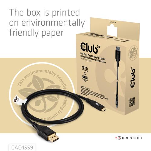 CLUB3D USB Type-C Cable to DP 2.1 Bi-Directional VESA DP80 Certified Cable M/M 1m/3.28ft - Image 4