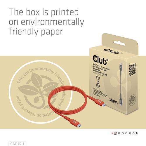 CLUB3D USB2 Type-C Bi-Directional USB-IF Certified Cable Data 480Mb, PD 240W(48V/5A) EPR M/M 4m / 13.13ft - Image 4