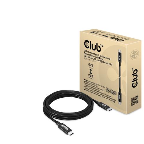CLUB3D USB4 Gen3x2 Type-C Bi-Directional Cable 8K60Hz or 4K120Hz, Data 40Gbps, PD 240W(48V/5A) EPR M/M 3m / 9.84ft - Image 3