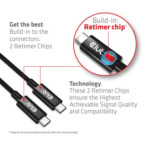 CLUB3D USB4 Gen3x2 Type-C Bi-Directional Cable 8K60Hz or 4K120Hz, Data 40Gbps, PD 240W(48V/5A) EPR M/M 3m / 9.84ft - Image 9