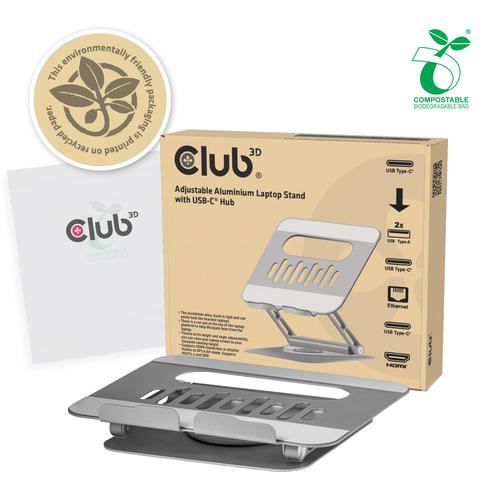 CLUB3D Verstelbare aluminium laptopstandaard met USB-C®-hub - Image 2
