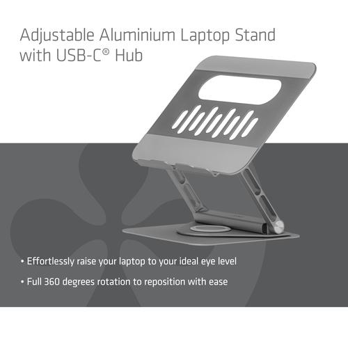 CLUB3D Verstelbare aluminium laptopstandaard met USB-C®-hub - Image 3