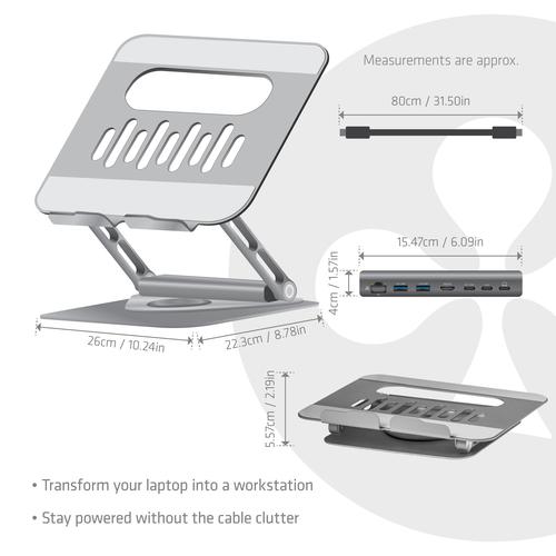 CLUB3D Verstelbare aluminium laptopstandaard met USB-C®-hub - Image 4